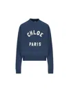 Chloé Cropped Round Neck Sweatshirt Clothing In Blue