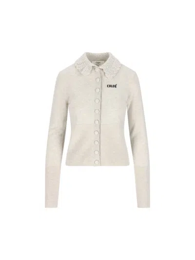 Chloé Collar Cardigan In Gray