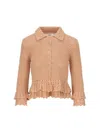 Chloé Cardigan Ajusté À Volants En Crochet Femme Rose Taille L 100% Coton, Pinctada Maxima, Farmed, Coo It In Cheek