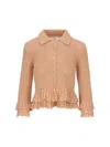 Chloé Crochet-knit Ruffled Cardigan In Neutral