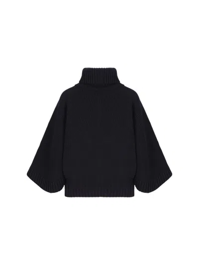 Chloé Turtleneck Knitted Sweater In Classic Navy