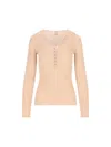 Chloé Henley Ribbed Button-front T-shirt In Gray