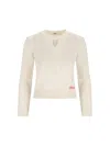 Chloé Wool And Cashmere Fitted Sweater With An Openwork Motif Clothing In Neutral