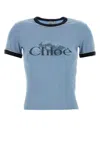 Chloé Chloè Logo Cotton T Shirt In Blue