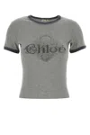Chloé Baby Fit T-shirt With Logo In Cotton Jersey In Gray