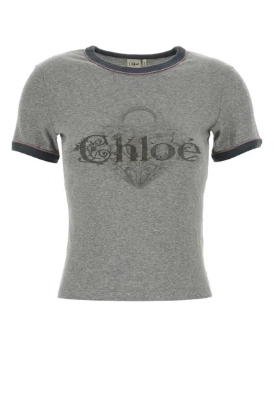 CHLOÉ GREY COTTON T-SHIRT