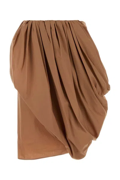 Chloé Draped Poplin Skirt In Nude