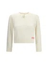 Chloé Wool And Cashmere Fitted Sweater With An Openwork Motif Clothing In White