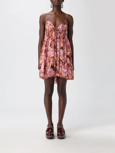 Chloé Floral Silk Minidress In Pink