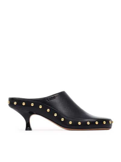 Chloé Junie Heeled Mules In Black