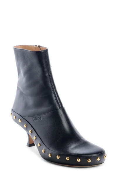 Chloé Junie Studded Kitten Heel Bootie In Blue