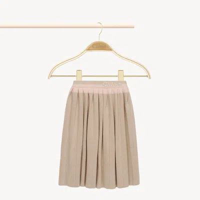 Chloé Jupe Plissée Fille Beige Taille 4 100% Coton
