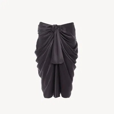 Chloé Knee-length Wrap Skirt In Washed Silk Satin In Black