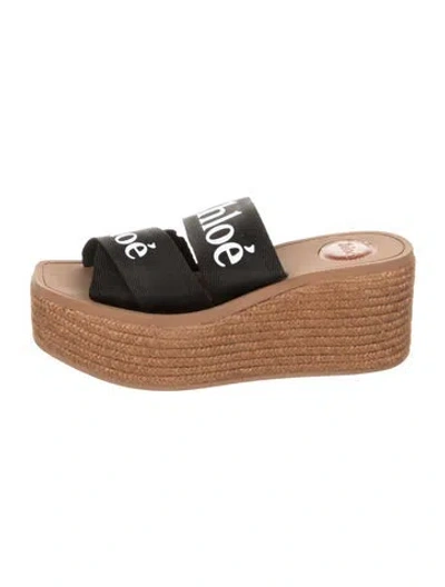 Pre-owned Chloé Jute Printed Espadrilles In Black
