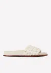Chloé Kacey Footbed Braided Slides In Eggshell