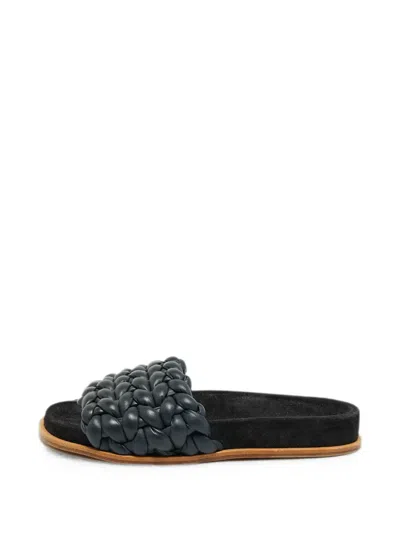 Pre-owned Chloé Kacey Woven Slides In Blue