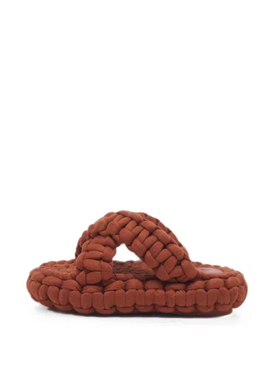 Pre-owned Chloé Kamy Braided Platform Sandals In Brown