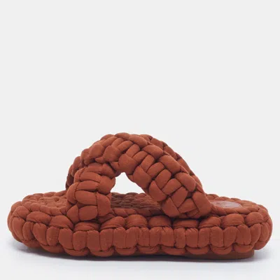 Pre-owned Chloé Kamy Size 36 Brown Braided Fabric Platform Slide Sandals