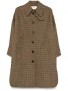 Chloé Oversized Leather-trimmed Checked Wool Coat In Brown