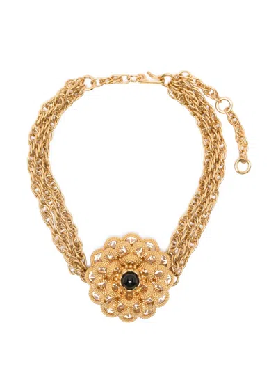 Chloé Karl Flower-pendant Chain Necklace In Gold