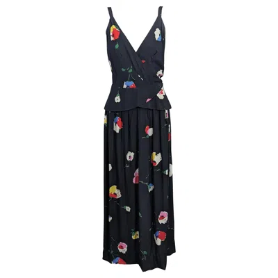 Pre-owned Chloé Karl Lagerfeld For Chloe Silk Crepe Print Gown In Black