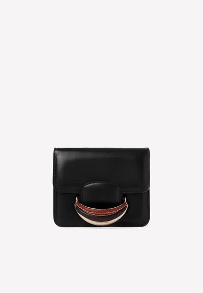 Chloé Kattie Crossbody Bag In Calf Leather In Black