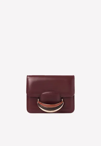 Chloé Kattie Crossbody Bag In Calf Leather In Burgundy