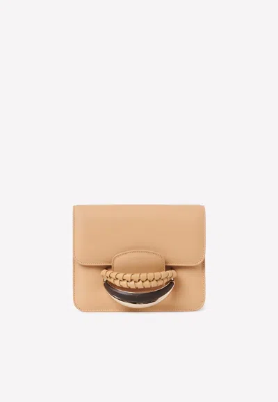 Chloé Kattie Crossbody Bag In Calf Leather With Braided Detail In Beige