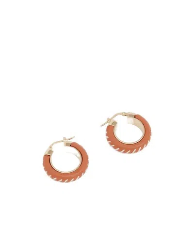 Chloé Kattie Leather Hoop Earrings In Orange