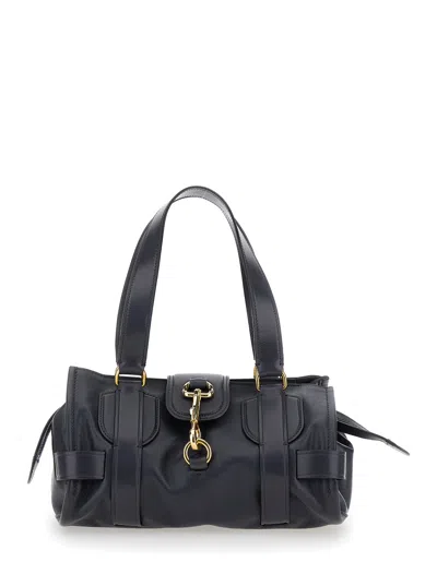 Chloé 'kerala 25' Blue Shoulder Bag With With Logoed Hook Closure In Leather Woman In Multicolor