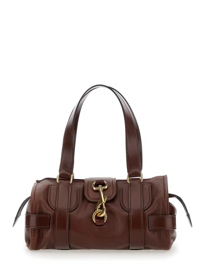 Chloé 'kerala 25' Brown Shoulder Bag With With Logoed Hook Closure In Leather Woman