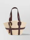 Chloé Nude And Neutral Raffia And Leather Shoulder Bag