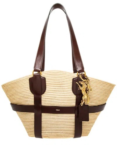 Chloé Chloe Kerala 25 Raffia Tote In Beige