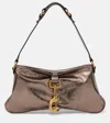 Chloé Kerala 25 Small Metallic Leather Shoulder Bag In Grau