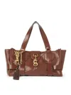 Chloé Kerala 25 Leather Handbag With Maxi Hook On The Front In Brown