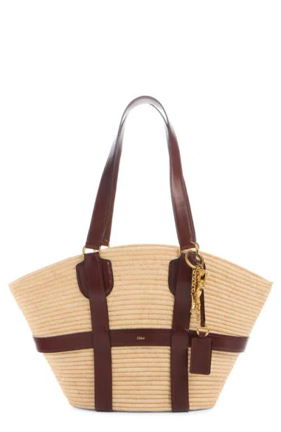 CHLOÉ CHLOÉ KERALA STRAW & LEATHER TOTE