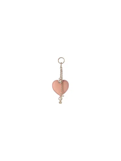 Chloé Keychain Charm "symbols Heart" In Brown
