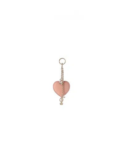 Chloé Keychain Charm Symbols Heart In Metallic