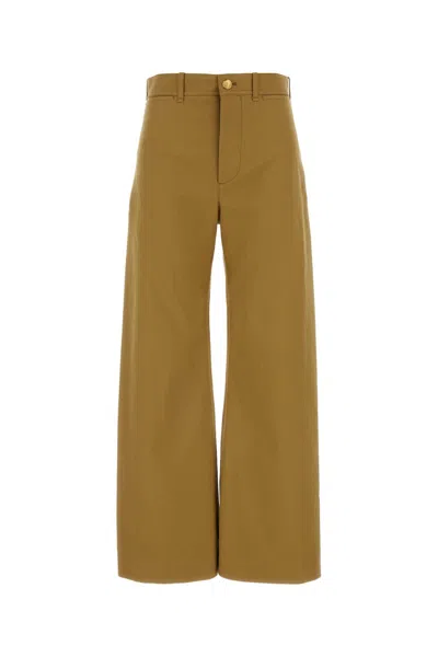 Chloé Cotton Drill Cropped Wide-leg Trousers In Beige