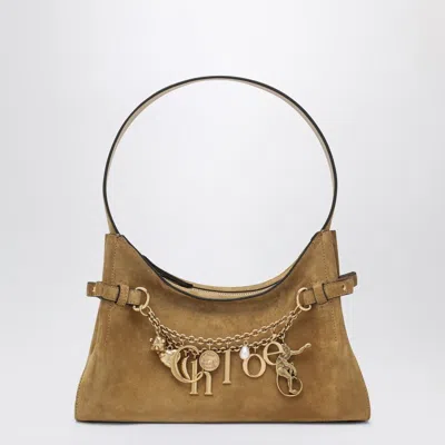 Chloé Khaki Suede Leather  Charms Hobo Bag Women In Brown