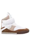 Chloé Kick Natural Brown High-top Sneaker In Mesh And Leather In White