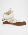 Chloé Kick Natural Brown High-top Sneaker In Mesh And Leather In Natural Brown