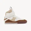 Chloé Kick Natural Brown High-top Sneaker In Mesh And Leather In Brown