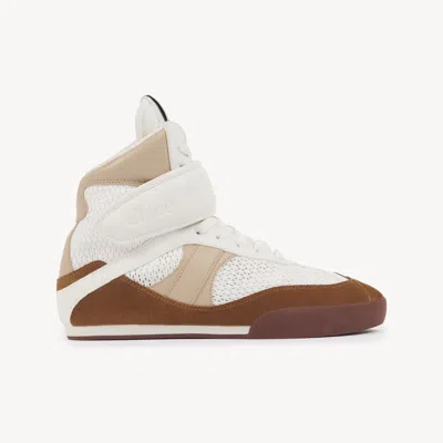 CHLOÉ CHLOÉ KICK HIGH-TOP SNEAKER BROWN SIZE 7 100% BOVINE LEATHER, POLYESTER, NYLON
