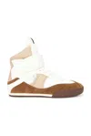 Chloé Kick Natural Brown High-top Sneaker In Mesh And Leather In Natural Brown