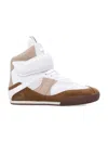 Chloé Kick Natural Brown High-top Sneaker In Mesh And Leather