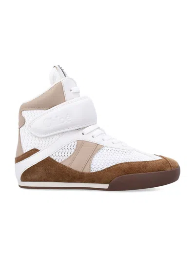 Chloé Kick Lace-up Leather High Top Sneakers In White