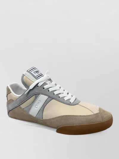Chloé Kick Lace Up Sneakers Contrast Panels In Animal Print