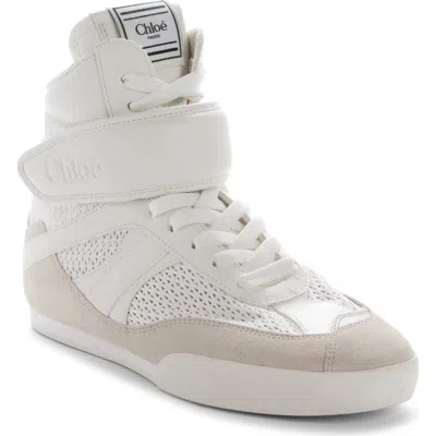 CHLOÉ CHLOÉ KICK LEATHER & MESH HIGH TOP SNEAKER