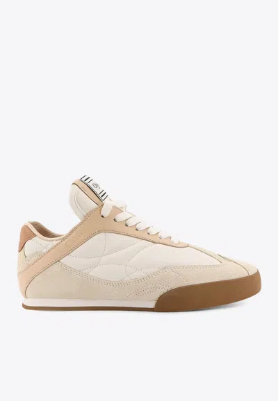 CHLOÉ KICK LEATHER AND SUEDE LOW-TOP SNEAKERS
